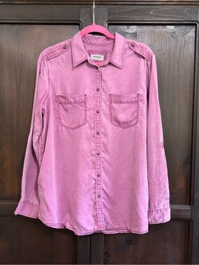 Express Boyfriend Shirt - Rose Utility Button-Up Shirt size Large